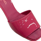 Chanel Sandals Shoes Patent Pink Mule Coco Mark — view 9