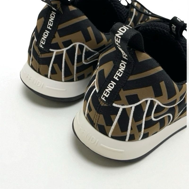 Fendi Sneakers Shoes Fabric Black Brown White Zucca Logo — view 9