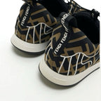 Fendi Sneakers Shoes Fabric Black Brown White Zucca Logo — view 9