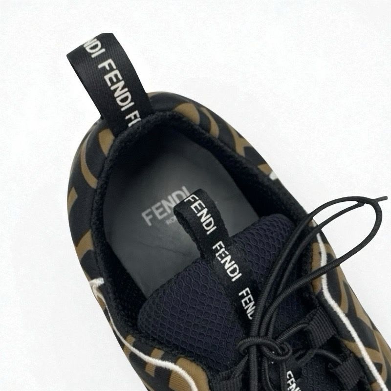 Fendi Sneakers Shoes Fabric Black Brown White Zucca Logo — view 7