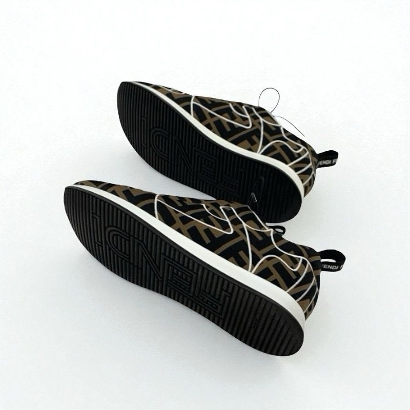 Fendi Sneakers Shoes Fabric Black Brown White Zucca Logo — view 6