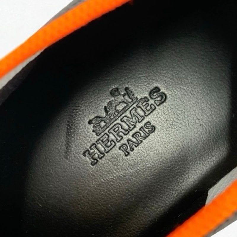 Hermes Cles Sneakers Shoes Fabric Black Orange H Logo — view 7