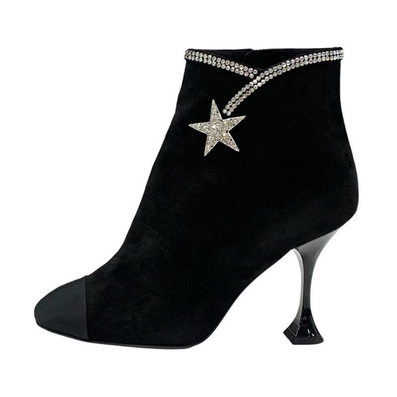 Chanel Boots Short Shoes Suede Black Rhinestone Star — view 3