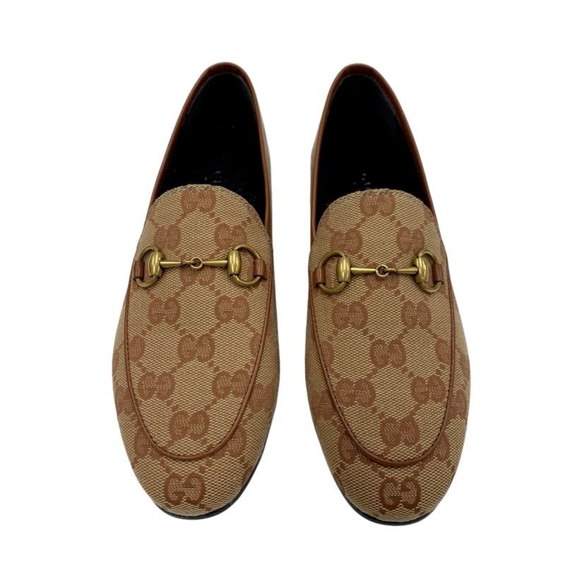 Gucci Loafer Leather Shoes Fabric Brown Flat Horsebit — view 3