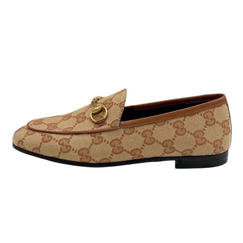 Gucci Loafer Leather Shoes Fabric Brown Flat Horsebit — view 4