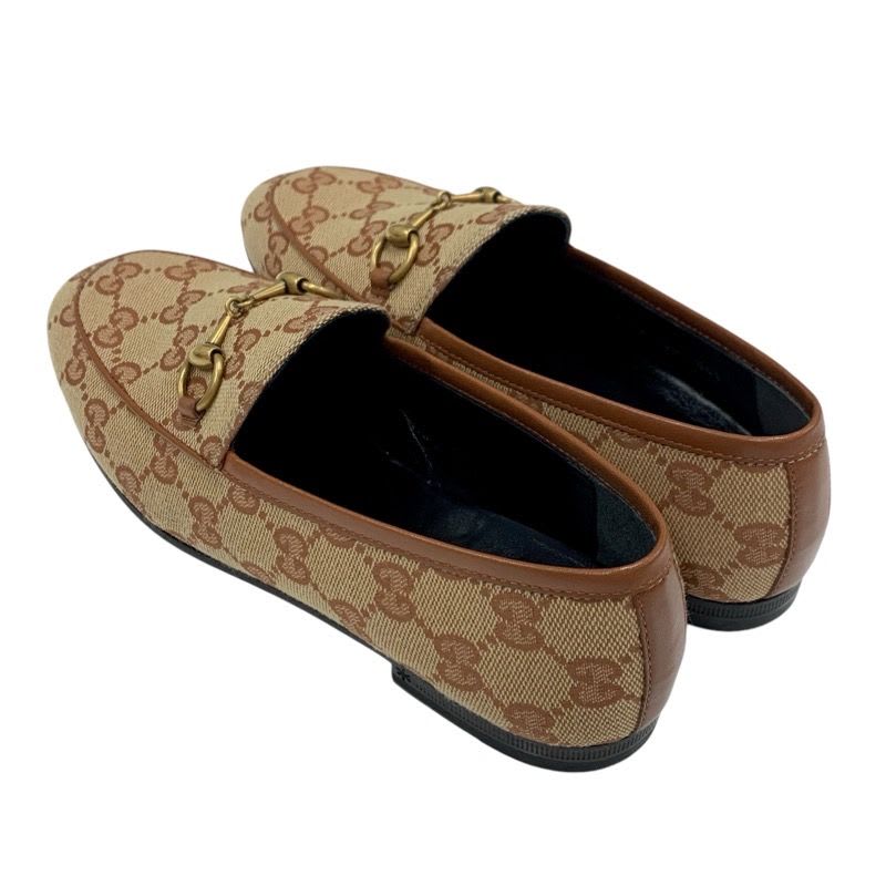 Gucci Loafer Leather Shoes Fabric Brown Flat Horsebit — view 5