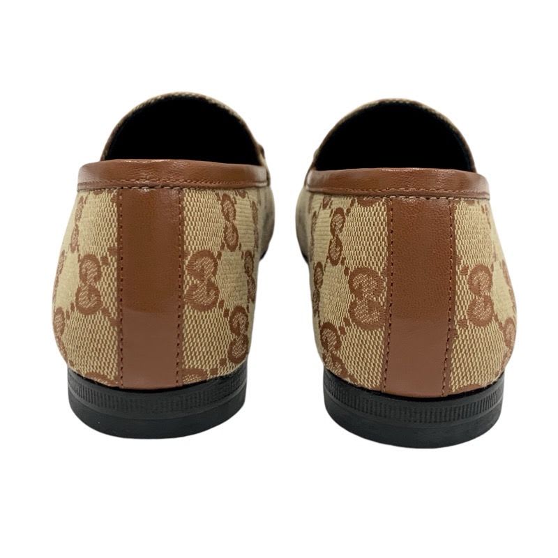 Gucci Loafer Leather Shoes Fabric Brown Flat Horsebit — view 6
