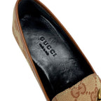 Gucci Loafer Leather Shoes Fabric Brown Flat Horsebit — view 8