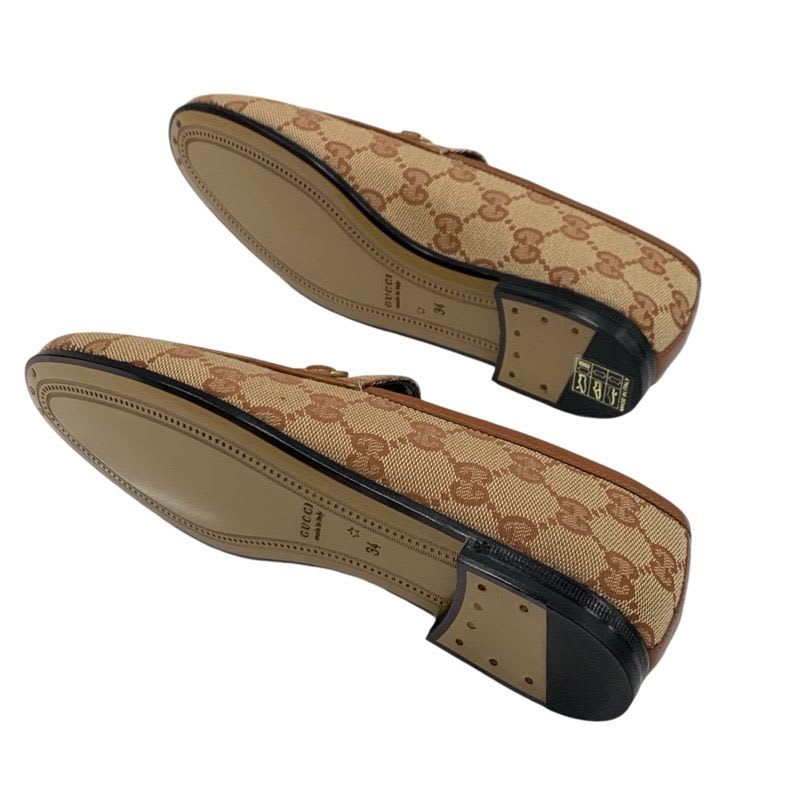 Gucci Loafer Leather Shoes Fabric Brown Flat Horsebit — view 7