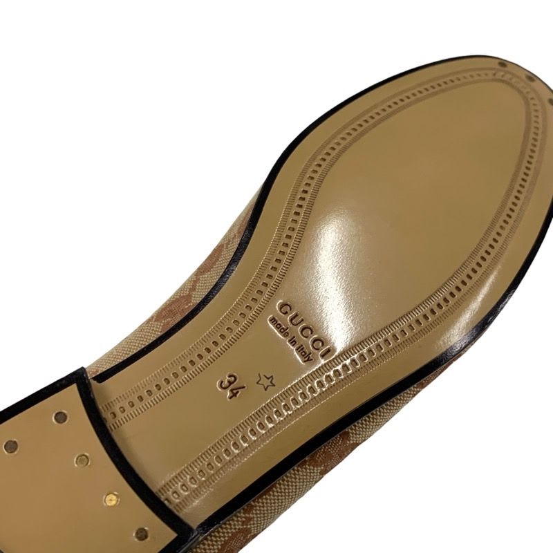 Gucci Loafer Leather Shoes Fabric Brown Flat Horsebit — view 9