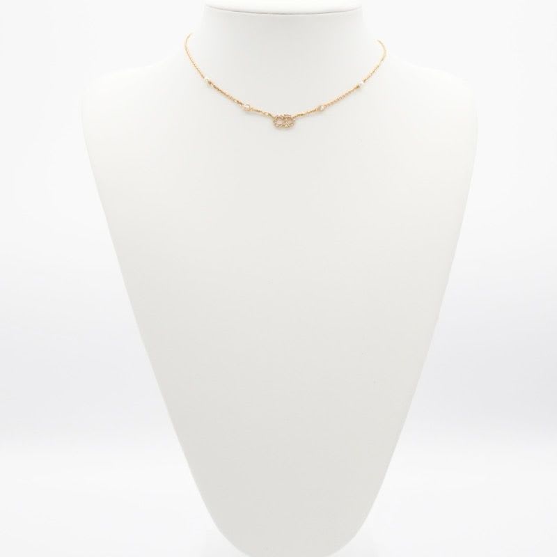 Christian Dior Clair D LUNE Necklace Pendant Choker Gold CD Logo Rhinestone — view 8
