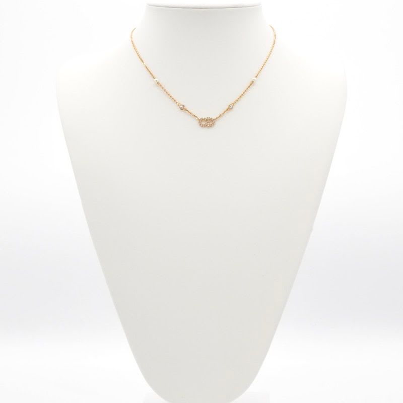 Christian Dior Clair D LUNE Necklace Pendant Choker Gold CD Logo Rhinestone — view 9