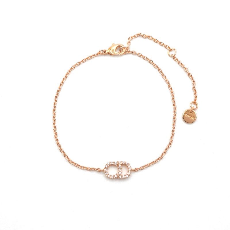 Christian Dior Clair D LUNE Bracelet Bangle Cuff Pink Gold CD Logo Rhinestone — view 3