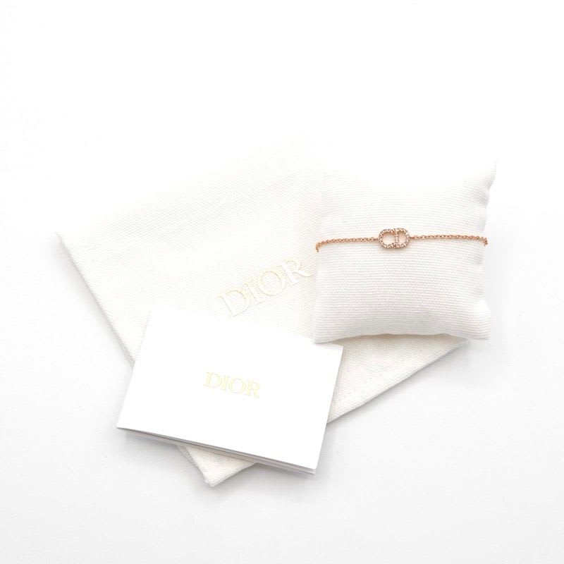 Christian Dior Clair D LUNE Bracelet Bangle Cuff Pink Gold CD Logo Rhinestone — view 9