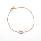 Christian Dior Clair D LUNE Bracelet Bangle Cuff Pink Gold CD Logo Rhinestone — view 4
