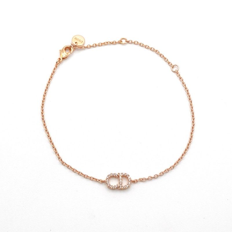 Christian Dior Clair D LUNE Bracelet Bangle Cuff Pink Gold CD Logo Rhinestone — view 4