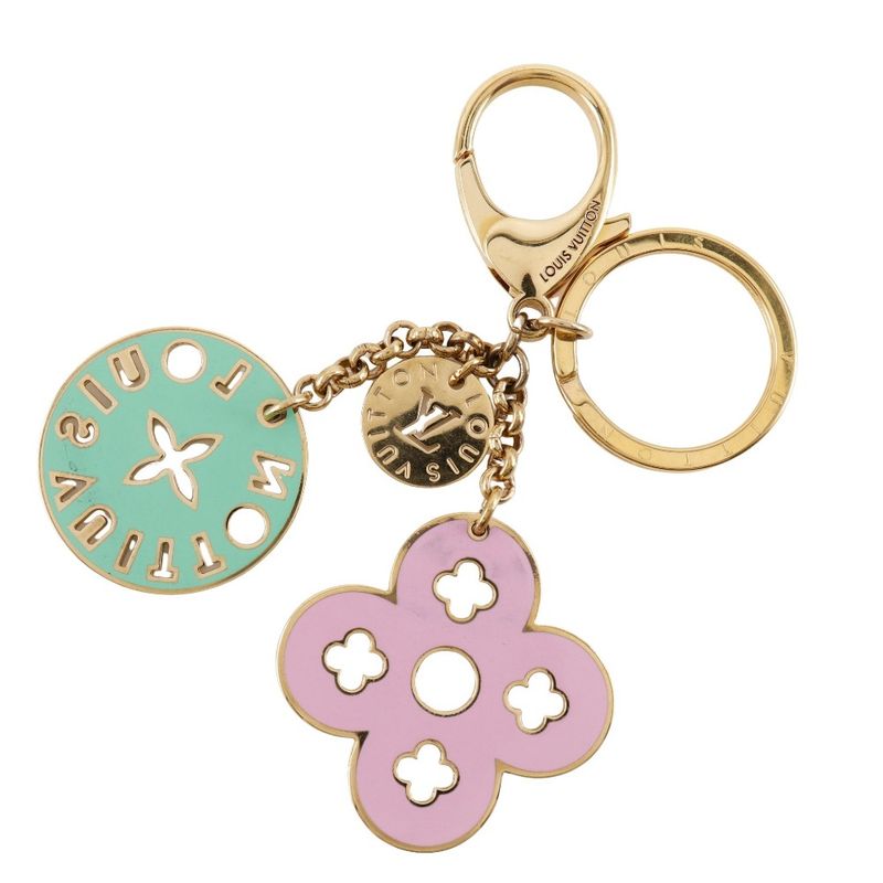 Louis Vuitton Porte Cles Looping Bag Charm Gold Plated Pink Green Cx0079 — view 2