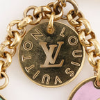 Louis Vuitton Porte Cles Looping Bag Charm Gold Plated Pink Green Cx0079 — view 7