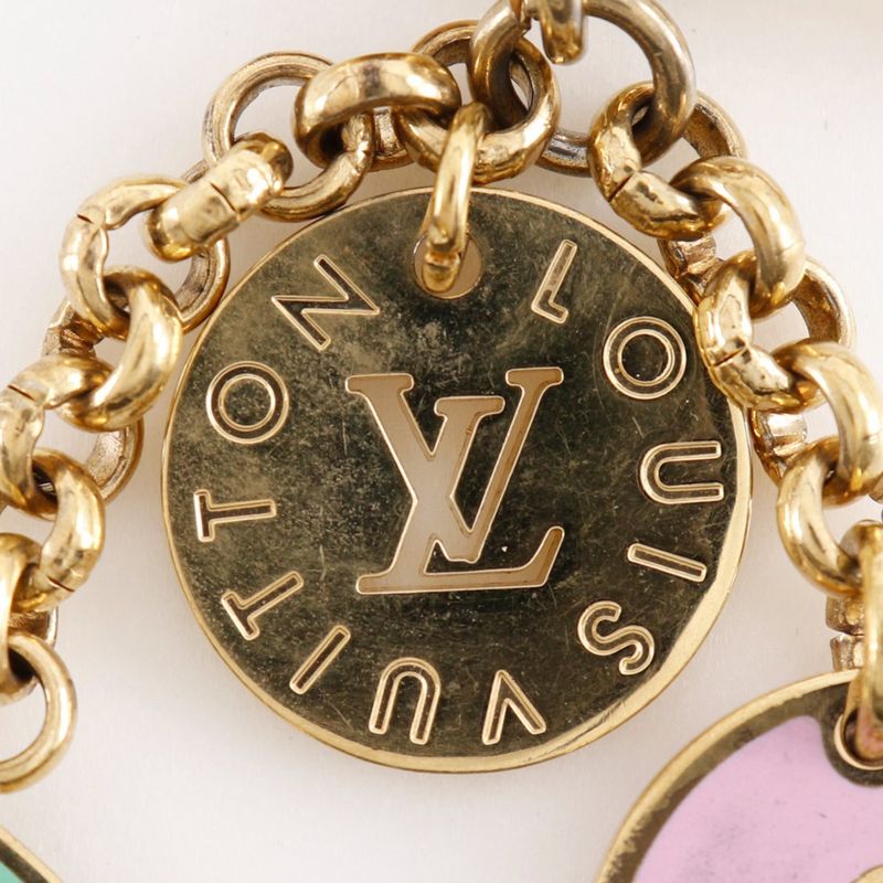 Louis Vuitton Porte Cles Looping Bag Charm Gold Plated Pink Green Cx0079 — view 7