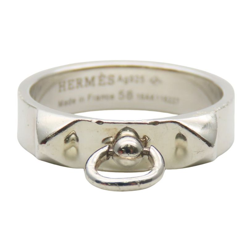 Hermes Ring Collier De Chien PM 58 Silver 925 5.0 g Studs
