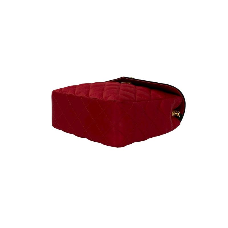 Chanel Vintage Quilted Satin Chain Shoulder Bag Black Red — view 9