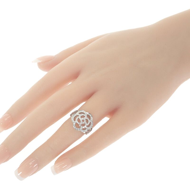 Chanel Camellia Diamond Ring Size 10 50 18Kwhite Gold 18K — view 9