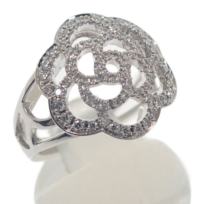 Chanel Camellia Diamond Ring Size 10 50 18Kwhite Gold 18K — view 8