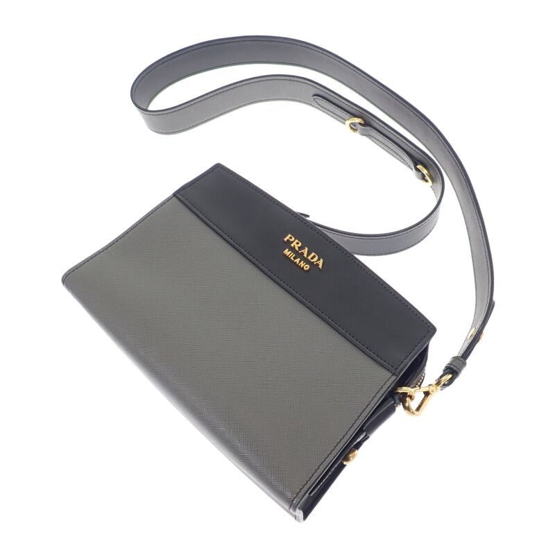 Prada Esplanade Bag 1 Bh043 Shoulder Saffiano Gray Black — view 7