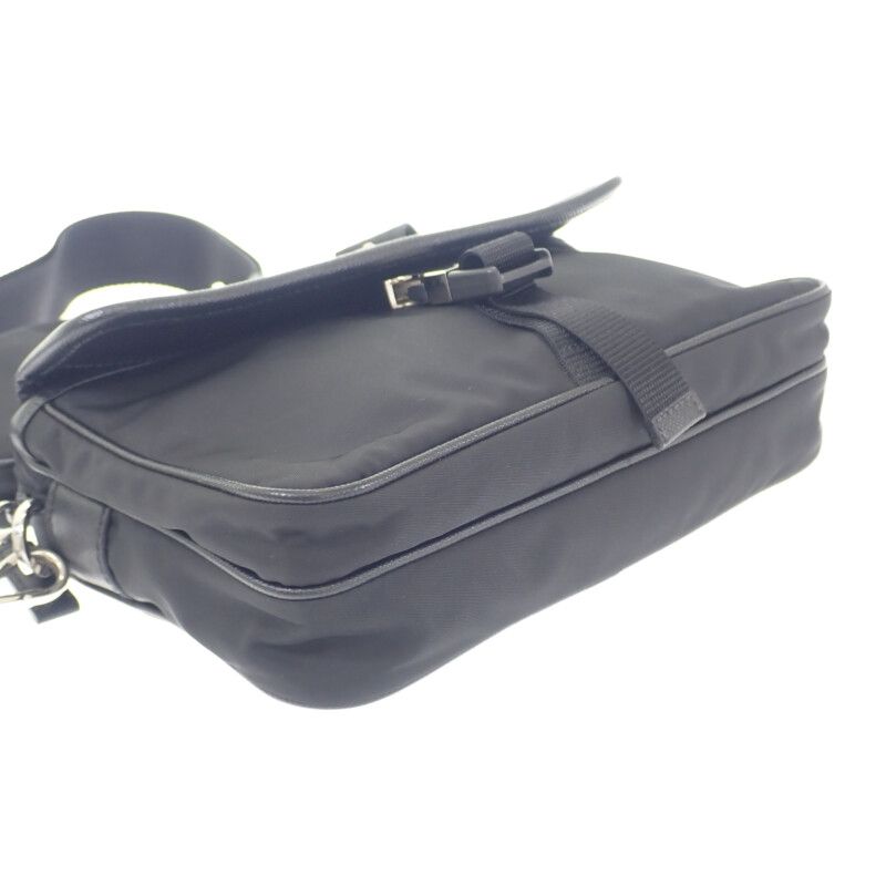 Prada Re-nylon 2 Vh133 Shoulder Bag Nylon Saffiano Black Silver Hardware — view 4