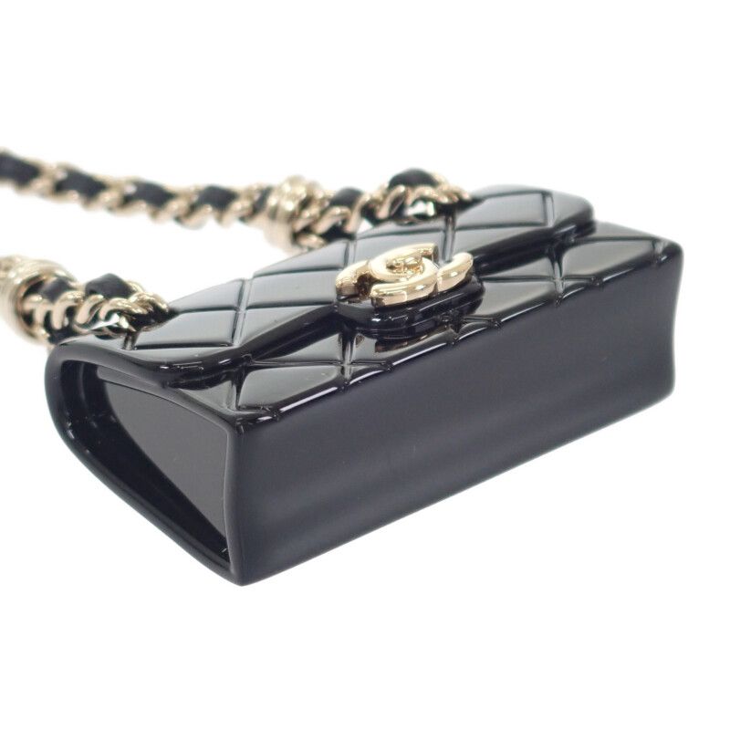 Chanel Quilted Chain Bag Aba121 nl990 Charm Resin Black — view 4