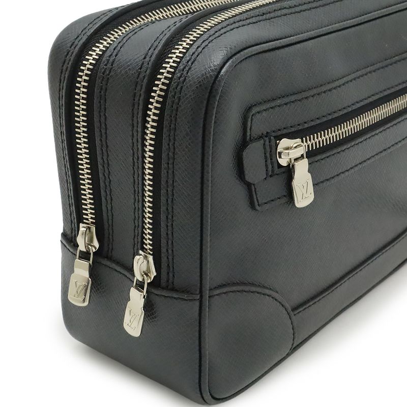 Louis Vuitton Taiga Pavel Second Bag Clutch Leather Ardoise Black Silver — view 6
