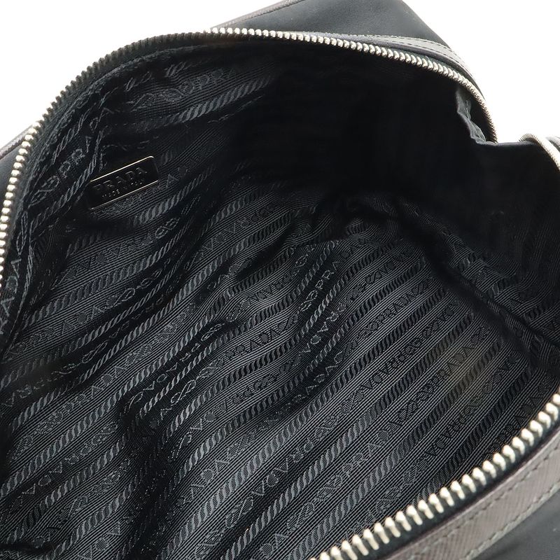 Prada Logo Jacquard Triangle Second Bag Clutch Multi Pouch Nylon Nero — view 6