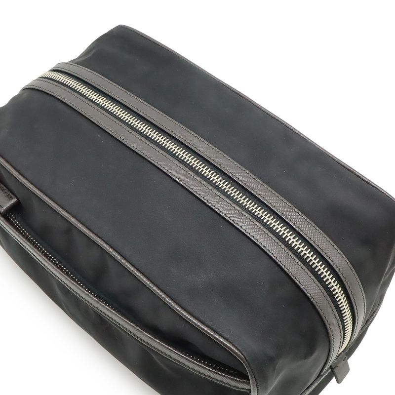 Prada Logo Jacquard Triangle Second Bag Clutch Multi Pouch Nylon Nero — view 5