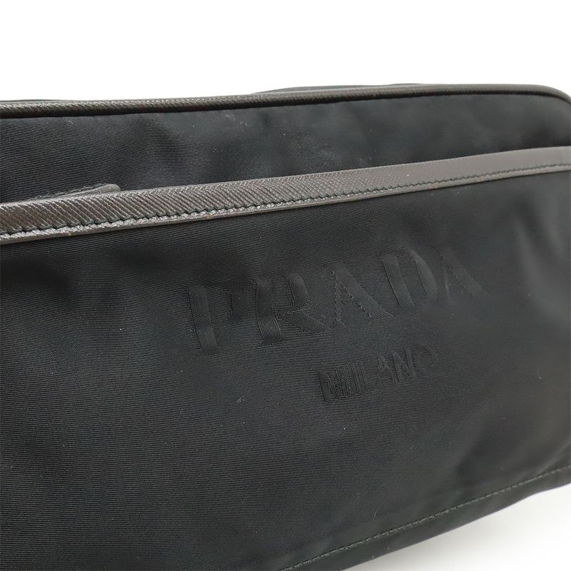 Prada Logo Jacquard Triangle Second Bag Clutch Multi Pouch Nylon Nero — view 8