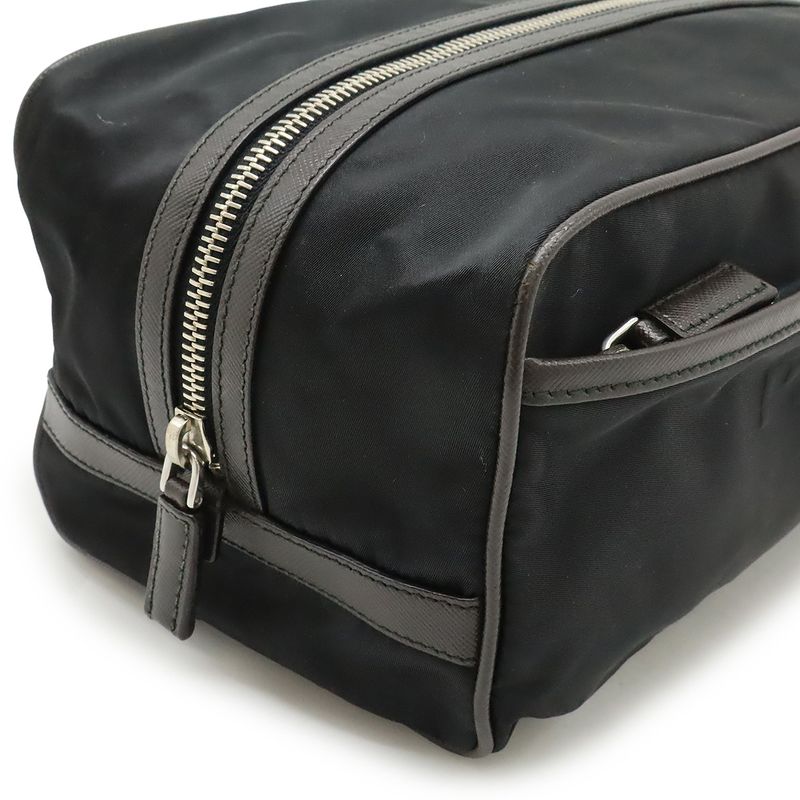 Prada Logo Jacquard Triangle Second Bag Clutch Multi Pouch Nylon Nero — view 4