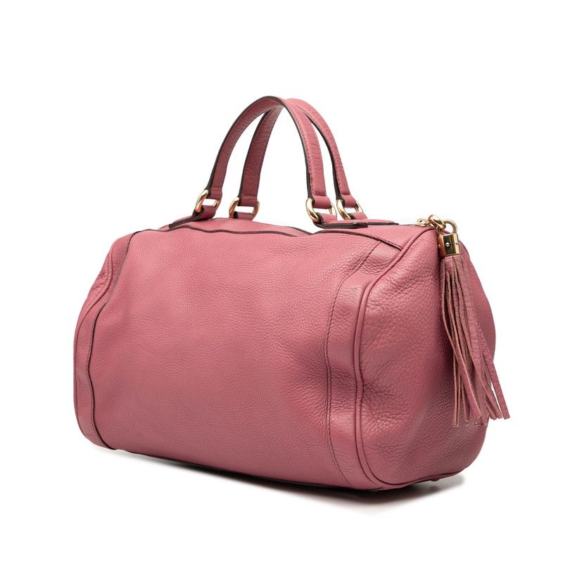 Gucci Soho Interlocking G Mini Boston Bag Handbag Pink Leather — view 2