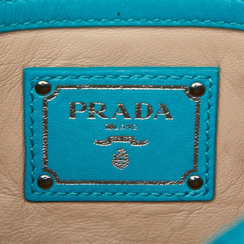 Prada Nappa Gaufre Chain Shoulder Bag Bt0939 Blue Leather — view 9