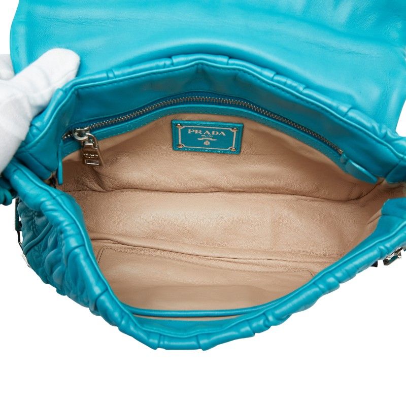 Prada Nappa Gaufre Chain Shoulder Bag Bt0939 Blue Leather — view 8