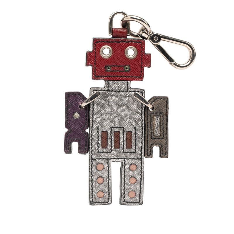 Prada Robot Key Holder Charm Multicolor Leather Metal — view 2