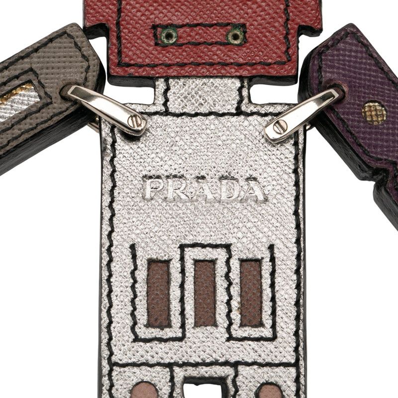 Prada Robot Key Holder Charm Multicolor Leather Metal — view 4