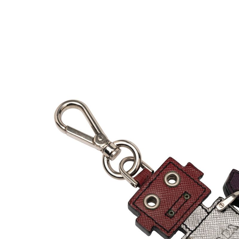 Prada Robot Key Holder Charm Multicolor Leather Metal — view 3