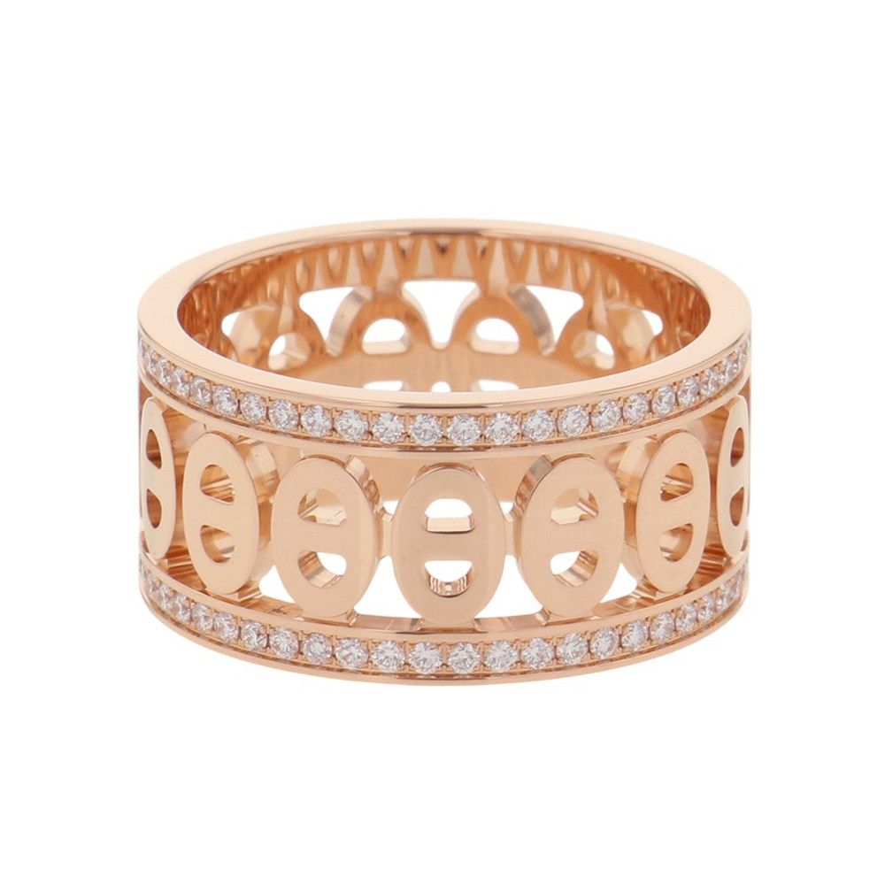 Hermes Ring Chaine D'ancre Divine PM Diamond Total 18K Pink Gold — view 4