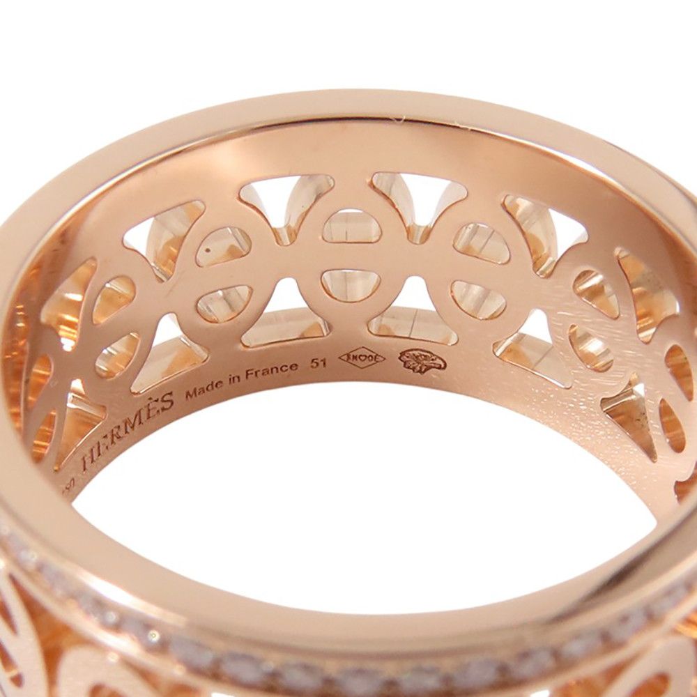 Hermes Ring Chaine D'ancre Divine PM Diamond Total 18K Pink Gold — view 9
