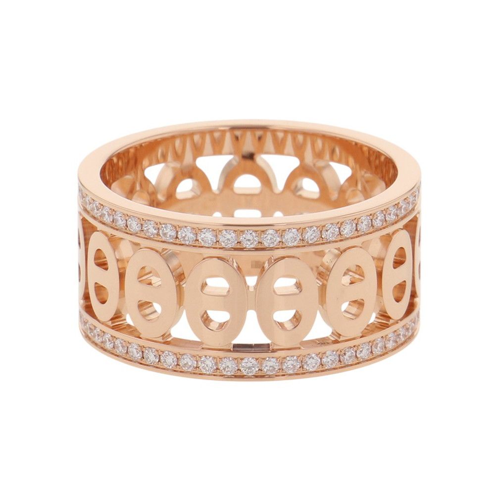 Hermes Ring Chaine D'ancre Divine PM Diamond Total 18K Pink Gold — view 2