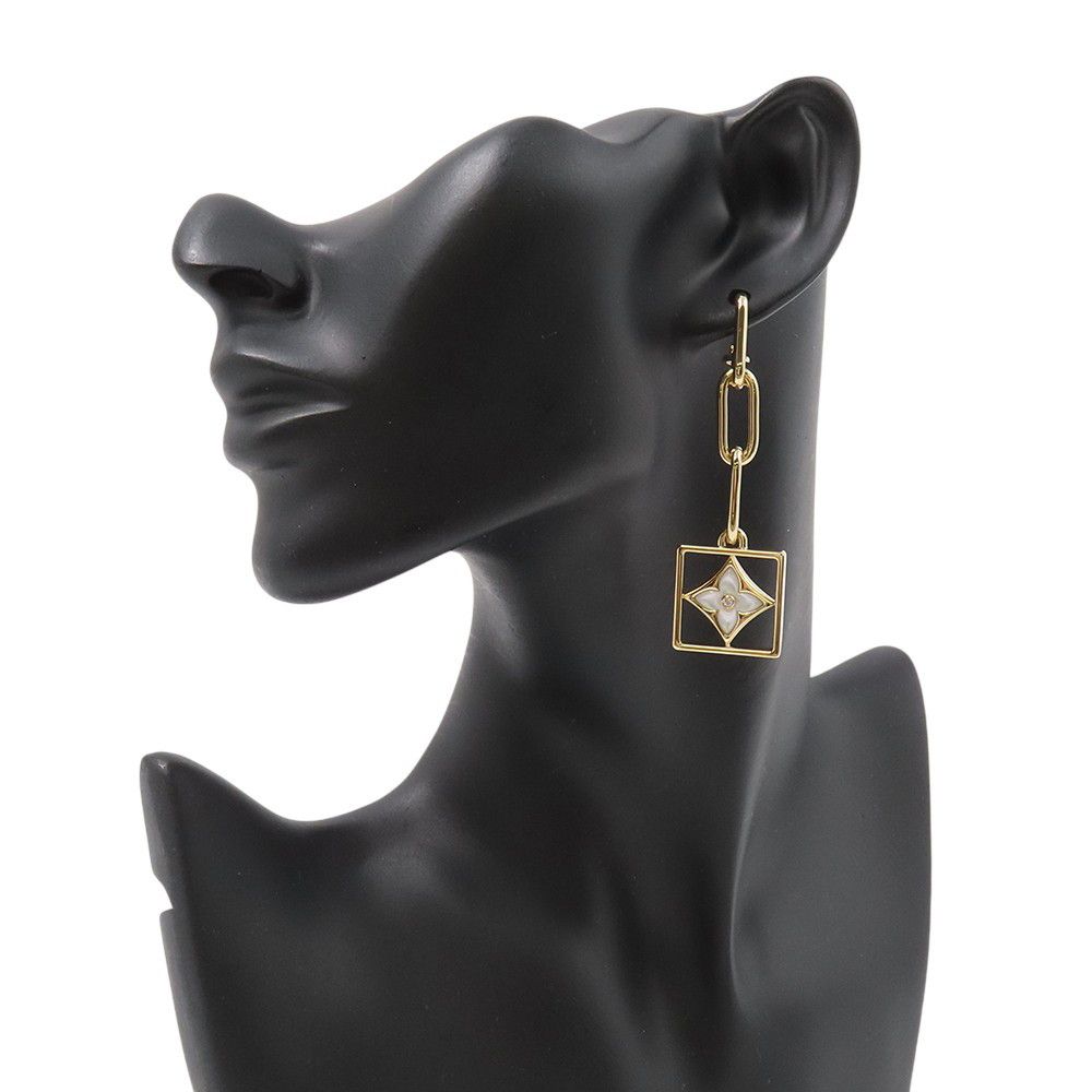 Louis Vuitton Earrings Boucle Dreille B Blossom Diamond Mother of Pearl 18K — view 4