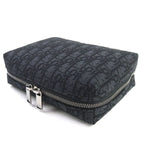 Christian Dior Canvas Logo Hardware Leather Use Oblique Round Zip Pouch Black — view 4