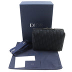 Christian Dior Canvas Logo Hardware Leather Use Oblique Round Zip Pouch Black — view 2
