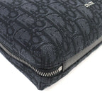 Christian Dior Canvas Logo Hardware Leather Use Oblique Round Zip Pouch Black — view 6