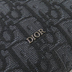 Christian Dior Canvas Logo Hardware Leather Use Oblique Round Zip Pouch Black — view 8