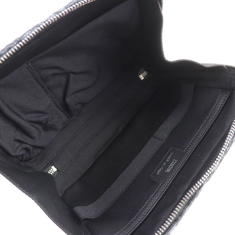 Christian Dior Canvas Logo Hardware Leather Use Oblique Round Zip Pouch Black — view 7